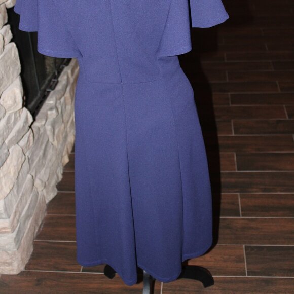 Liz Claiborne Fluttered Sleeve Navy A-Line Dress - Picture 5 of 7